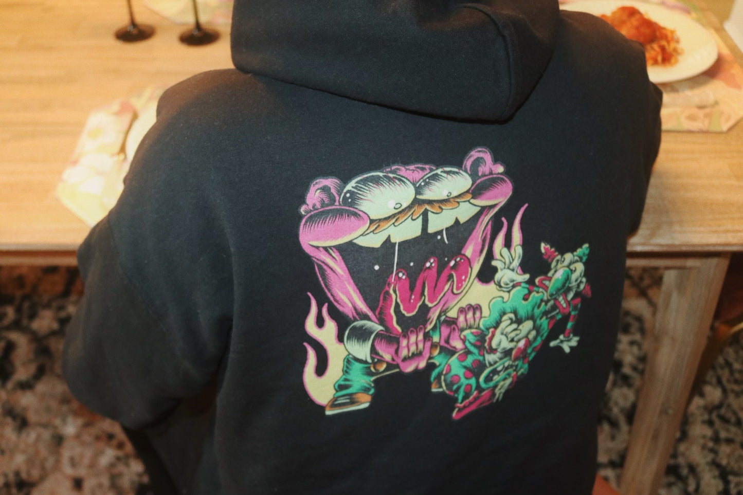 'I Push Clowns' Embroidered Black Hoodie