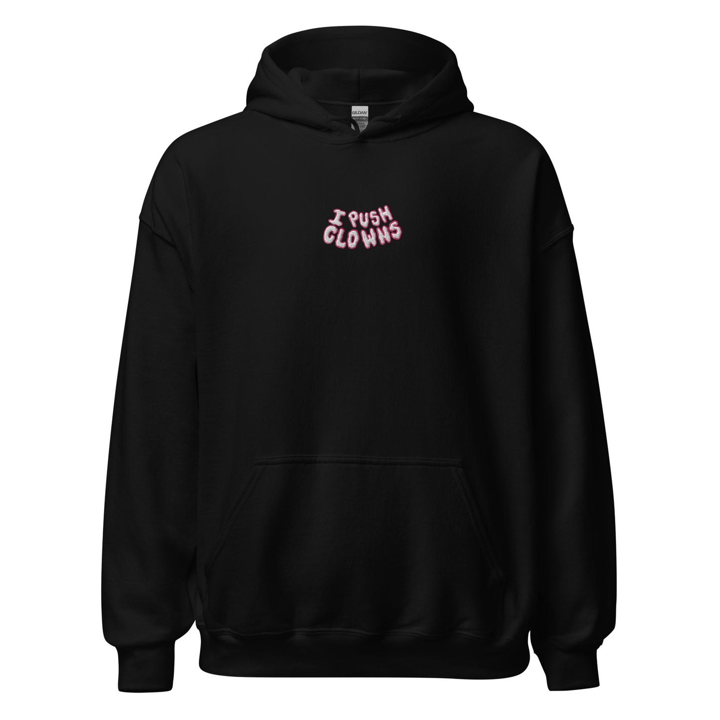 'I Push Clowns' Embroidered Black Hoodie